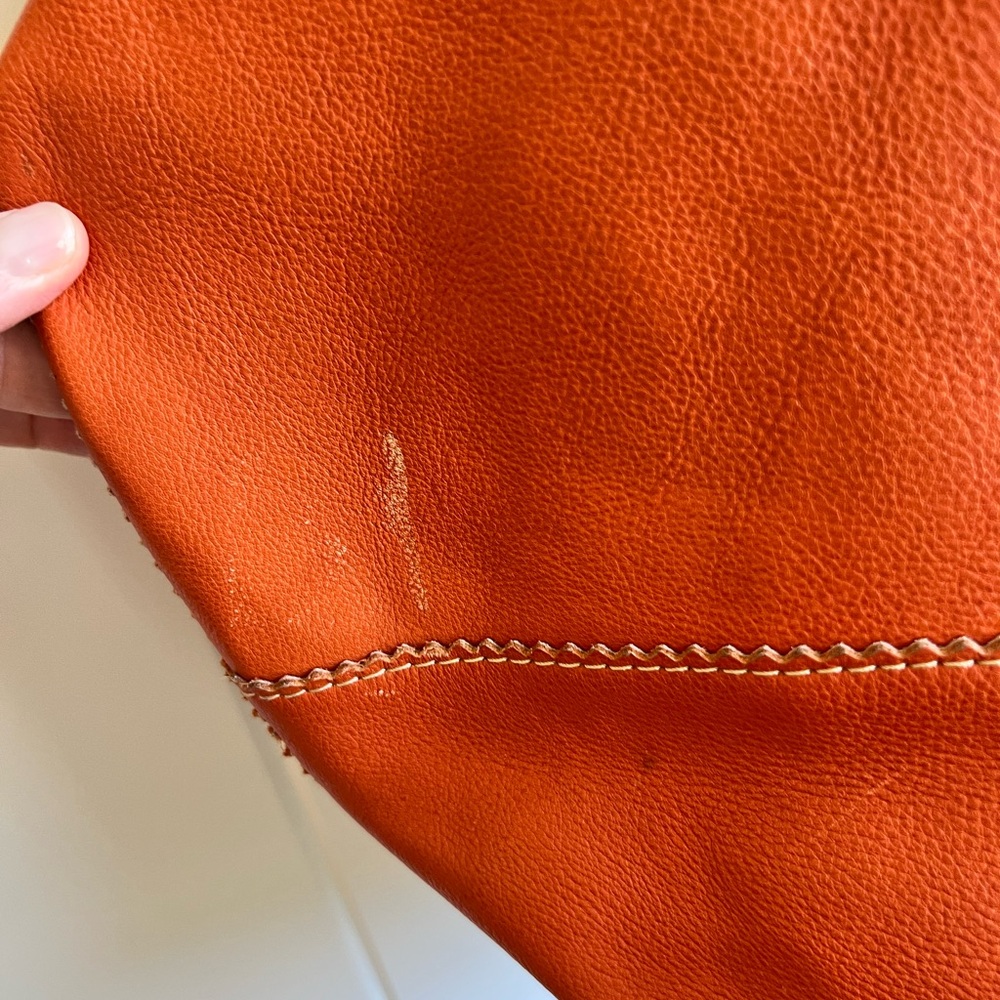 Orange leather crate and barrel bag - Picture 11 of 12